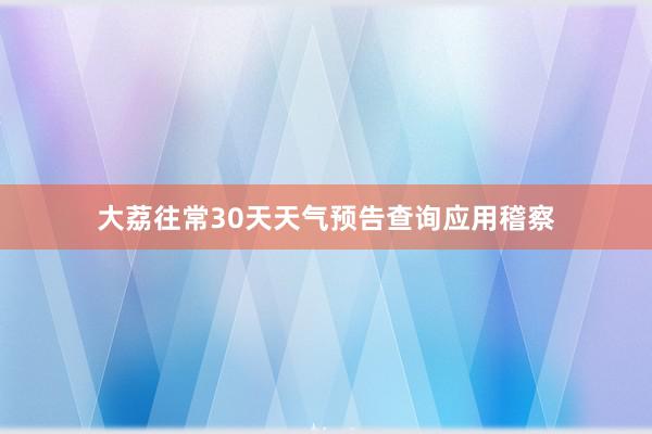 大荔往常30天天气预告查询应用稽察